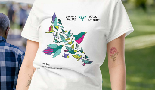 2026 Walk of Hope t-shirt design Hope takes flight at the Ovarian Cancer Canada Walk of Hope with 'As One' t-shirt design